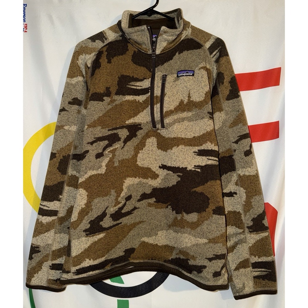 Patagonia Better Sweater Mens Large Camo 1/4 Zip Pullover Sweatshirt